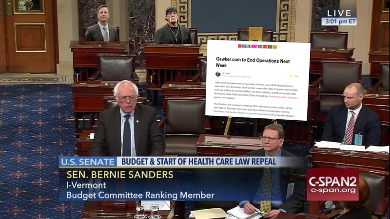 Illustration for article titled 14 Large Posters Bernie Should Have Brought to the Senate Floor Instead of That Trump Tweet